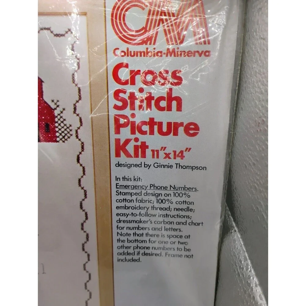Vintage Columbia Minerva Cross Stitch Picture Kit Emergency Phone Numbers #6729